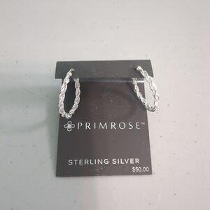 NEW $50 kohls Primrose 1 Inch beautiful sterling silver hoops hoop earrings 1"